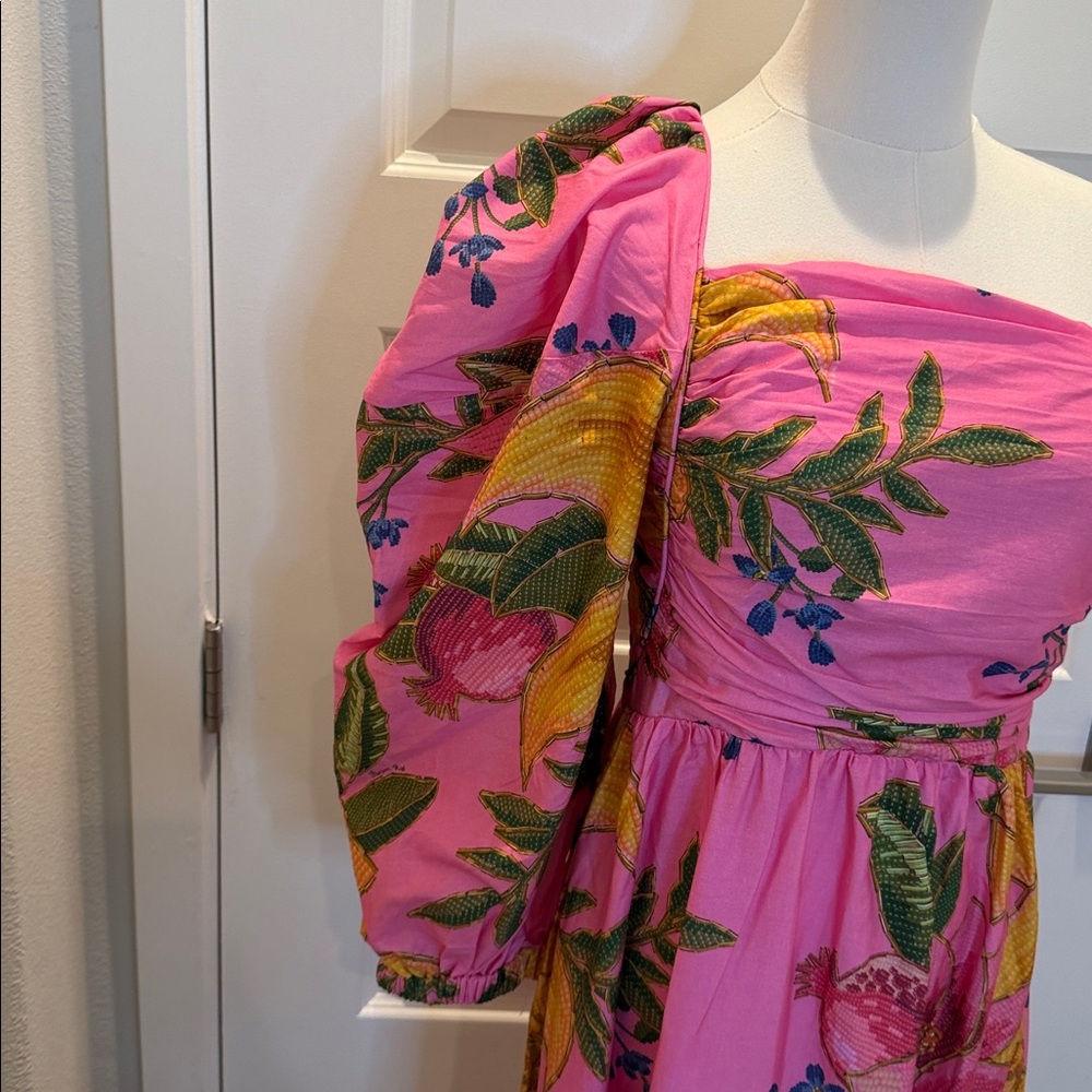 SOLD - FARM Rio One Shoulder Pink Floral Dress Size M - Picture 6 of 8